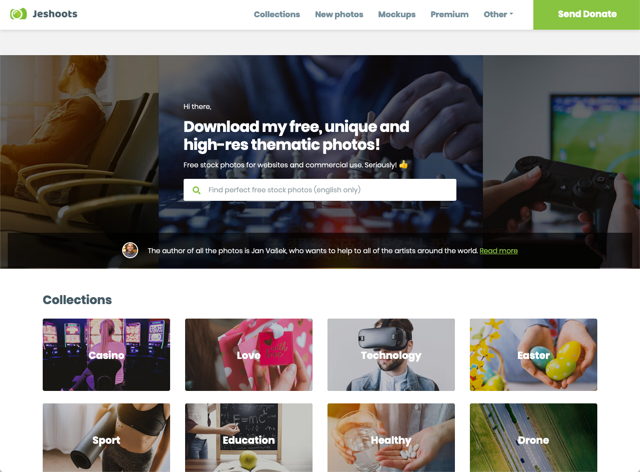 Jeshoots 攝影師建立的免費相片圖庫，CC0 授權釋出高畫質相片可商用