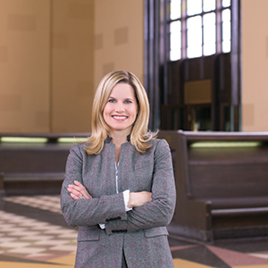 Christie Janssen standing in Omaha Union Station of The Durham Museum