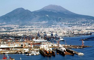 Mt. Vesuvius volcano is seen from the bay of Naples, southern Italy in this undated file photo, made available Wednesday, June 4, 2003.