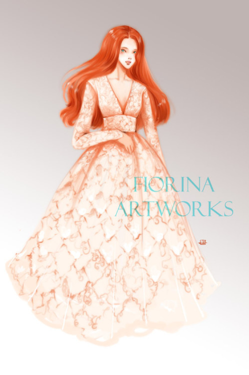 marauders-in-pajamas:
“celebrity shots are not my thing, but this is about the Starks, so goodbye rulebook ^^ Sansa in a gown based on Sophie Turner’s really beautiful wedding dress