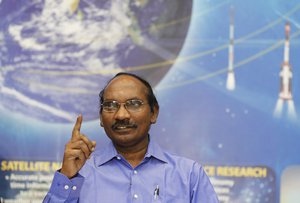 Indian Space Research Organization (ISRO) Chairman Kailasavadivoo Sivan addresses a press conference at their headquarters in Bangalore, India, Friday, Jan. 11, 2019.