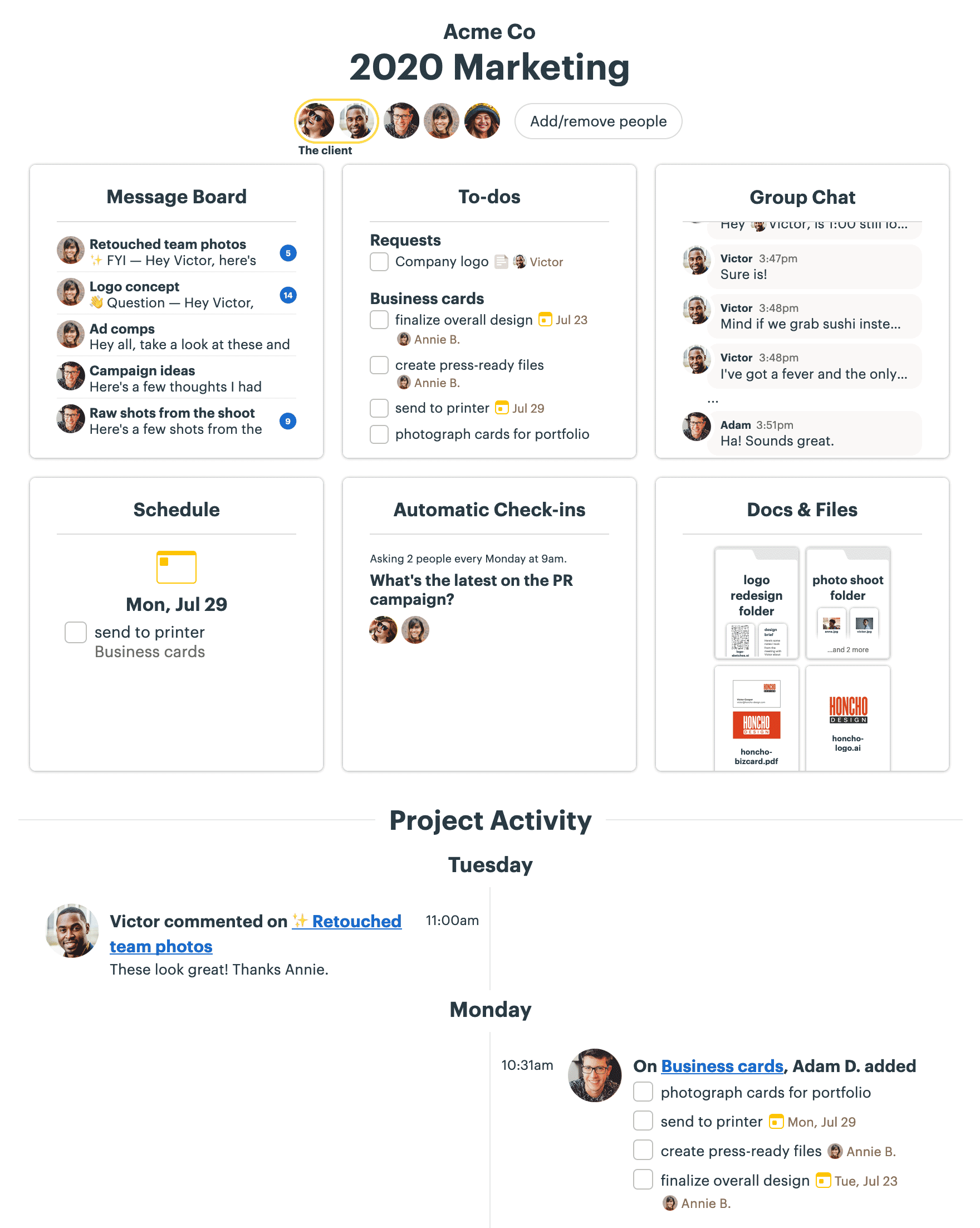 here's what a Basecamp project looks like