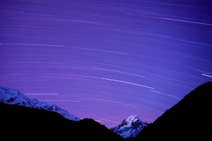 The night sky over Aoraki Mount Cook National Park, South Island, New Zealand.