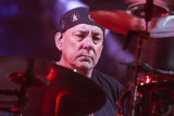 Neil Peart of Rush performing during the final show of the R40 Tour in Los Angeles. in 2015.