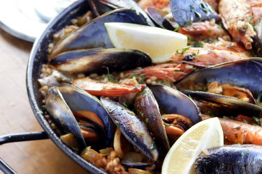 Brigitte Hafner's seafood paella.