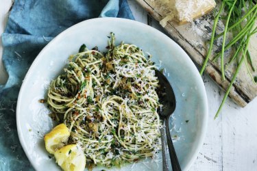 Neil Perry's spaghetti with garlic, pangrattato and olive oil.