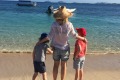 Jacinta with her children on Castaway Island in Fiji, June 2016.