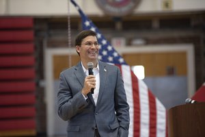 U.S. Secretary of Defense Dr. Mark T. Esper holds a town hall with II Marine Expeditionary Force Marines, Camp Lejeune, North Carolina, Sept. 24, 2019