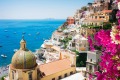 view of Positano with flowers - famous old italian resort, Italy Traveller Tours Oceania Mediterranean 2020Â Positano ...