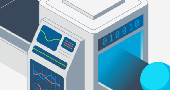 Illustration of computer using Google Cloud to run data analytics