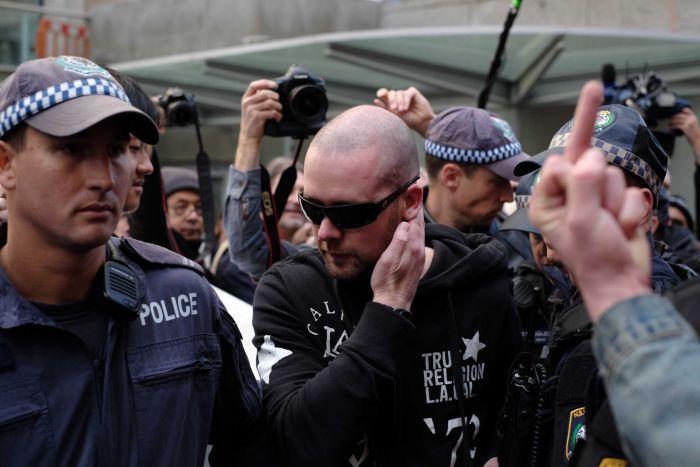 A reclaim Australia protester claimed he was assaulted by pro-immigration protesters.