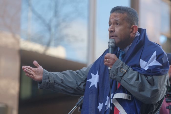 Daniel Nalliah from Rise Up Australia Party addresses the Reclaim Australia rally