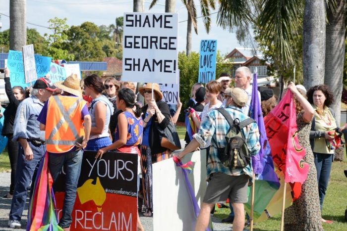 Anti-racism protesters in Mackay, July 19, 2015