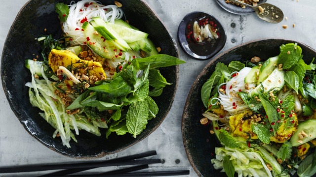 Picnic-friendly noodle salad with nuoc cham dressing.