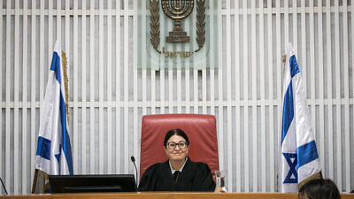 Supreme Court president Esther Hayut arrives to a hearing at the Supreme Court in Jerusalem on March 19, 2019. Photo by Olivier Fitoussi/Flash90