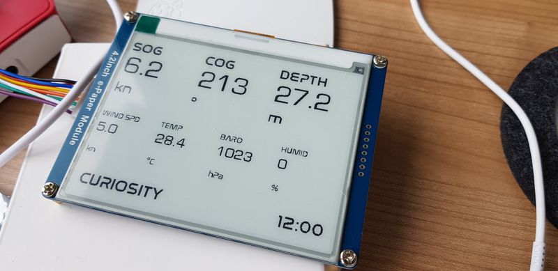 e-ink dashboard showing boat statistics