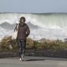 Waves of up to 5 metres slammed the coast of Wellington, NZ, on Wednesday.