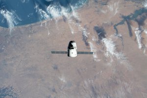 File - The SpaceX Dragon resupply ship is pictured approaching the International Space Station as both spacecraft were soaring 264 miles above the African nations of Mauritania and Senegal, 9 March, 2020.