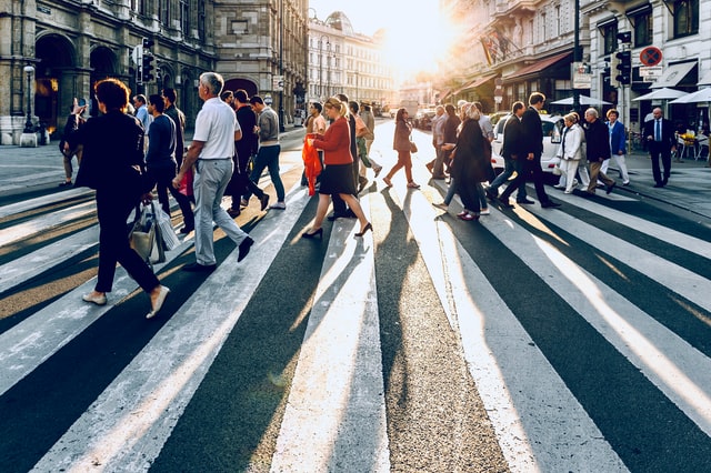 people crossing road