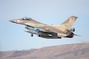 An Israeli Air Force General Dynamics departs on a during the "Blue Flag" exercise on Ovda Air Force Base, Israel