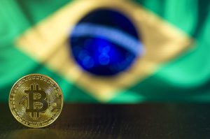 Bitcoin coin - Brazil flag