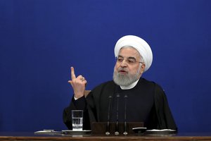 File - Iran's President Hassan Rouhani gives a press conference in Tehran, Iran, Sunday, Feb. 16, 2020.