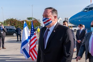 File - U.S. Secretary of State Michael R. Pompeo arrives in Israel on May 13, 2020.