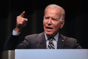 Former Vice President of the United States Joe Biden speaking with attendees at the 2019 Iowa Federation of Labor Convention hosted by the AFL-CIO at the Prairie Meadows Hotel in Altoona, Iowa, US, 21 August 2019