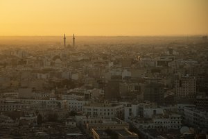 The sun rises over Tripoli, Libya