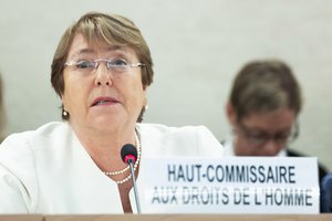 Michelle Bachelet, UN High Commissioner for Human Rights, makes remarks during the opening of the 39th regular session of the Human Rights Council,10 September 2018