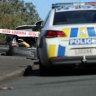 Armed police at the scene after the offender fled the scene in West Auckland on on Friday morning.