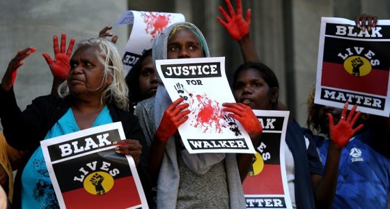 Protesters call for justice for 19-year-old Aboriginal man Kumanjayi Walker, who was killed by a police officer in the NT in November 2019 
(Image: AAP/Kelly Barnes)