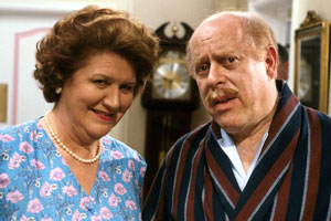 Keeping Up Appearances. Image shows from L to R: Hyacinth Bucket (Patricia Routledge), Richard Bucket (Clive Swift). Copyright: BBC.