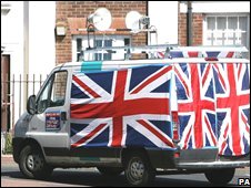 A BNP campaign vehicle in Sunderland