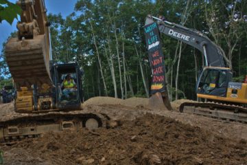 Direct action against Mountain Valley Pipeline on Brush Mountain on June 29, 2018 (Photo from Appalachians Against Pipelines)