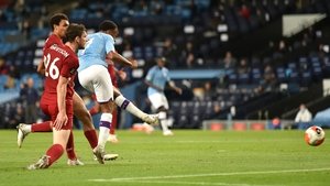 Raheem Sterling scores City's fourth goal of the night