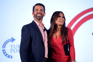 Donald Trump, Jr. and Kimberly Guilfoyle speaking with attendees at the 2019 Teen Student Action Summit