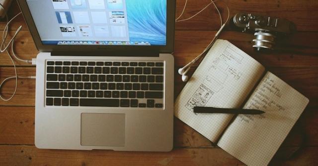 Laptop on desk