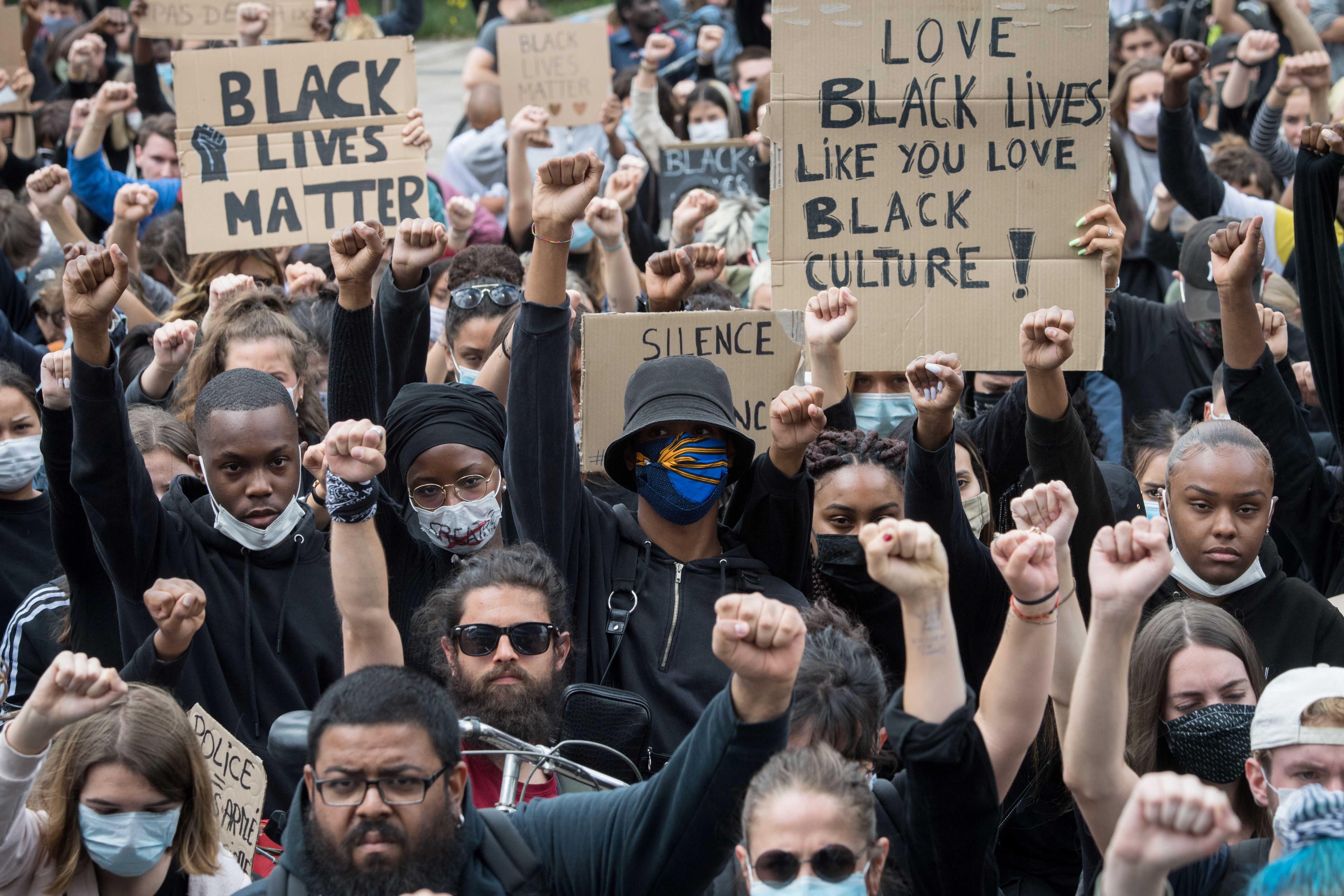 Protesters at a Black Lives Matter rally.