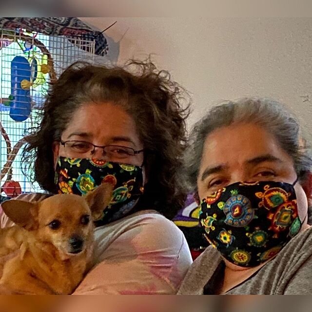 Here are my little sisters, Kim and Arlene, wearing their Native-design face masks. They live and work on our reservation—on the rez. Yes, they’re twins. They’re only 373 days younger than me. We were babies together.

I’m professionally funny but my sisters are everyday funny, which is a whole different skill. I can’t defeat them when it comes to loving-sibling, spoken-word, dinner-table, rez-neck insult wars.

They just tease, tease, tease me. I love them so much.

#rezlife #covidlife #wellpinit #spokanetribeofindians #nativeamerican #indigenous #indianhumor #indianreservation #sisters #twins