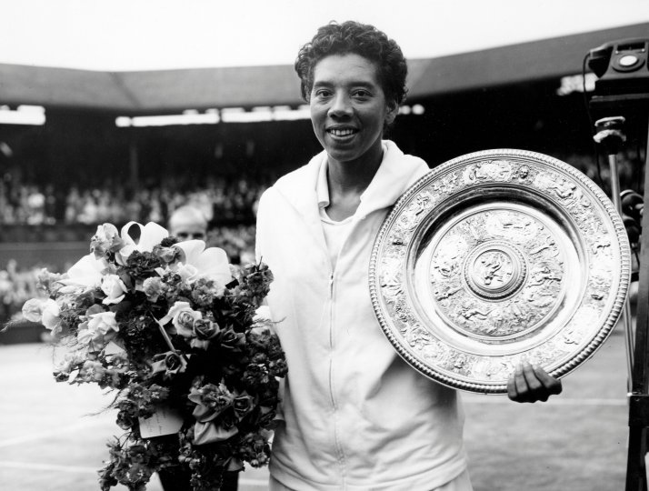 US tennis player Althea Gibson after winning the 1958 Wimbledon lawn tennis championships.