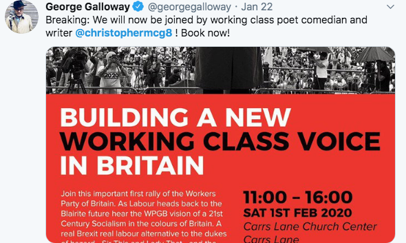 Never Again on Twitter: "1/5 Galloway's new political party ...