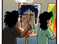 Student artist painting in 2000.