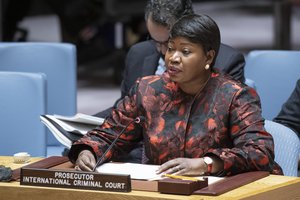 File - Fatou Bensouda, Chief Prosecutor of the International Criminal Court, briefs the Security Council meeting on the Sudan and South Sudan, 18 December 2019.