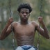 Two young people on swings.