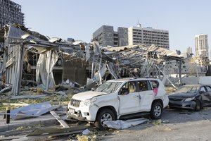 Destruction is seen after a massive explosion in Beirut, Lebanon, Wednesday, Aug. 5, 2020.