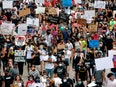 A street full of protestors.