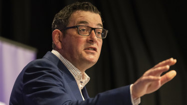 Victorian Premier Daniel Andrews, palming off the tough questions.