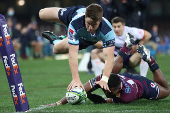 An acrobatic try from Alex Newsome at the SCG.