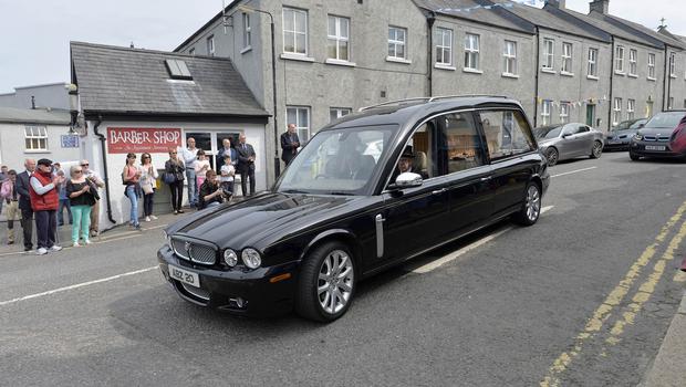 10th August 2020 - 
Funeral of past UTV Presenter Brian Black as it passes through his home town of Strangford on its way to  Roselawn cemetery in Belfast.

Brian  tragically died last week when his car entered the water at the harbour in Strangford .tPhoto by Stephen Hamilton/Presseye